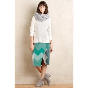 Moth Green/Gray chevron sweater wool blend texturized skirt Women’s Size xs